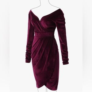 Elegant Velvet Purple Dress